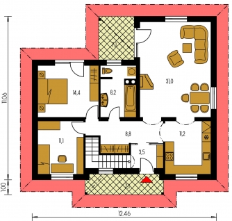 Plan de sol du rez-de-chaussée - BUNGALOW 76